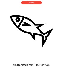 tuna fish icon isolated sign symbol vector illustration - high quality black style vector icons

