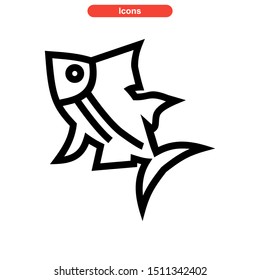 tuna fish icon isolated sign symbol vector illustration - high quality black style vector icons
