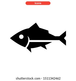 tuna fish icon isolated sign symbol vector illustration - high quality black style vector icons

