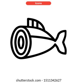 tuna fish icon isolated sign symbol vector illustration - high quality black style vector icons
