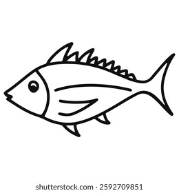 tuna fish icon with line art style