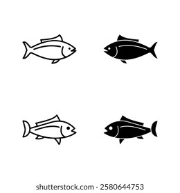 Tuna fish  icon set color editable