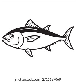 Atum peixe ilustração vetor linha arte coloração página