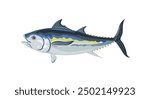 Tuna fish isolated on white background. Vector cartoon flat illustration.