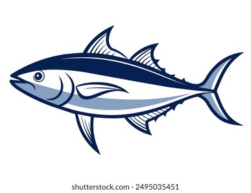 Tuna fish isolated on white. Cartoon style vector illustration.