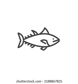 Tuna Fish Line Icon. Linear Style Sign For Mobile Concept And Web Design. Fish Outline Vector Icon. Symbol, Logo Illustration. Vector Graphics