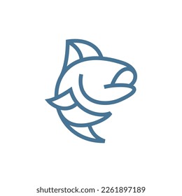 Tuna Fish line simplicity modern creative logo, logo design concept illustration template idea