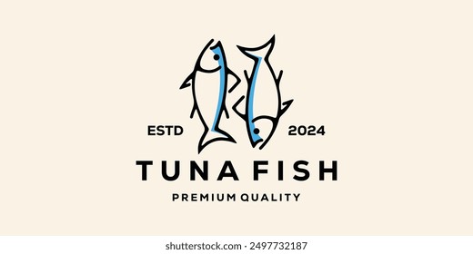 Tuna fish logo emblem label seafood vector icon