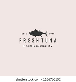 tuna fish logo hipster retro vintage emblem label seafood vector icon