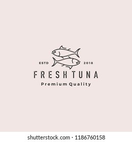 tuna fish logo hipster retro vintage emblem label seafood vector icon