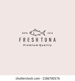 tuna fish logo hipster retro vintage emblem label seafood vector icon