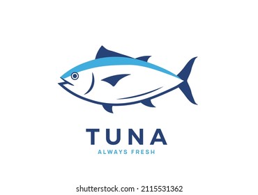 Tuna fish logo icon outline illustration. Salmon tuna fish line icon seafood logo