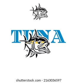 tuna fish logo, silhouette of wild tuna line drawing, vector illustrations