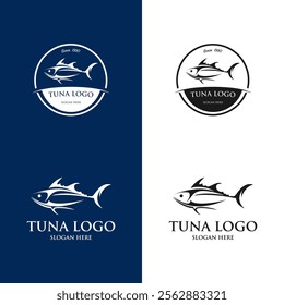 tuna fish logo vector premium illustration