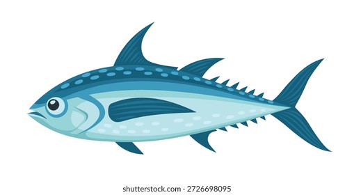 Atum peixe oceano subaquático ambiente animal personagem de desenho animado. Personagem bonito da vida selvagem aquática, peixe de atum marinho mascote vetor alegre. Caráter feliz de animal aquático subaquático de recife de corais