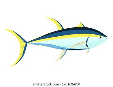 Tuna Fish On A White Background Vector Illustration