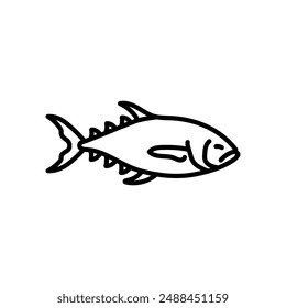 Tuna Fish Outline Icon, Vector illustration