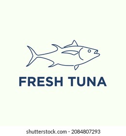 Tuna Fish Outline Line Art Monoline Logo Template Vector Icon