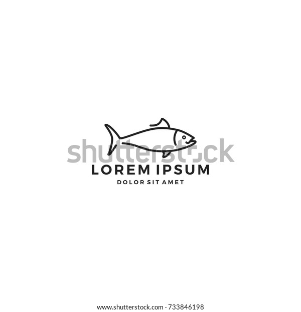 Tuna Fish Outline Line Art Monoline Stock Vector (Royalty Free) 733846198