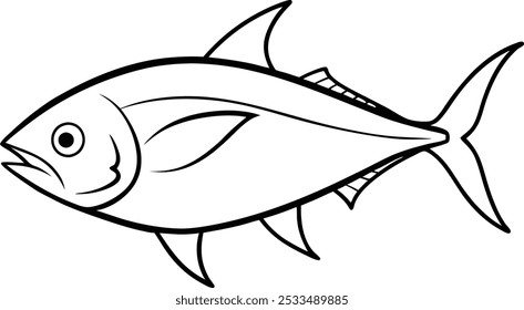 Atum peixe esboço vetor arte e design de ilustração de arte de linha. Ilustração do contorno do ícone do logótipo do atum. Atum salmão ícone da linha de peixe logotipo de frutos do mar. Ilustração desenhada à mão isolada.