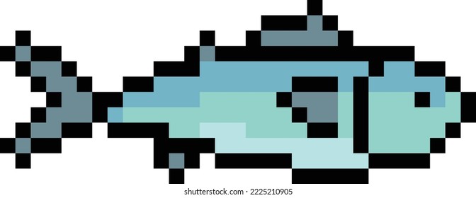 Icono de píxeles del pez atún - ilustración de 8 bits