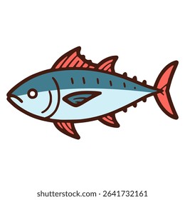 tuna fish sea animal flat color vector illustration template design