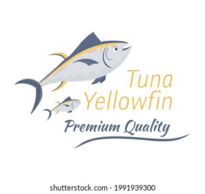 Tuna fish seafood - flat vector icon. 
Fish as a food for logo template, emblem label