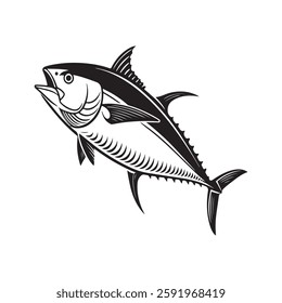 TUNA FISH Silhouette EPS File format, size 3000X3000 pixel, Editable file, Printable graphic, 300 DPI (PPI), with background.