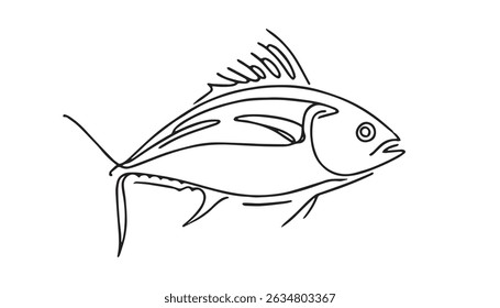Tuna fish silhouette icon, tuna line art vector illustration silhouette of tuna black tuna silhouette. Vector illustration.