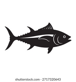 Tuna Fish Silhouette Vector Icon - Fishing Logo Design
