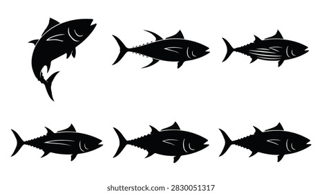 Tuna Fish Silhouette Vector Set