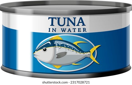 Pescado de atún en la ilustración de Tin Can Vector