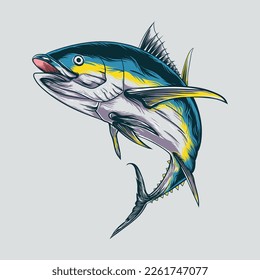 Tuna Fish Vector, Hand Drawing Tuna Fish, Tuna Fish Logo  Illustration Isolated Vector Image