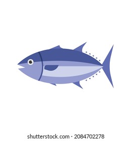 Tuna fish vector illustration. Flat design geometric bluefin tuna. Sea life, marine, aquatic life, ocean animals concept.
