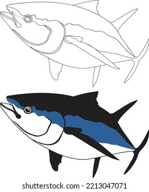 Tuna fish vector illustration on white background