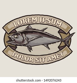 tuna fish vintage badge design