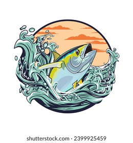 Tuna fishing illustration logo vector image t shirt