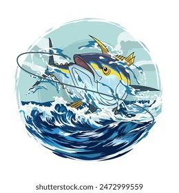 tuna fishing illustration logo vector image t shirt