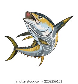 Tuna Fishing illustration t shirt logo vector image template