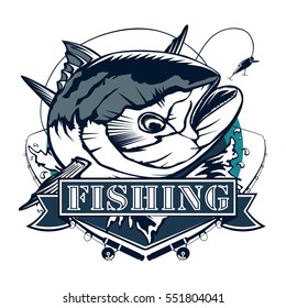 Tuna Fishing Logo Isolated On White Stock Vector (Royalty Free ...