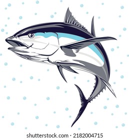 Tuna Fishing Logo. Unique And Fresh Tuna Jumping.Fish On A White Background