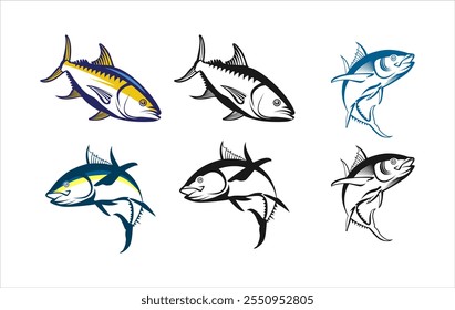 Tuna Fishing Logo vector illustration saltwater ocean fishing theme sea ​​water fishing tournament club logo