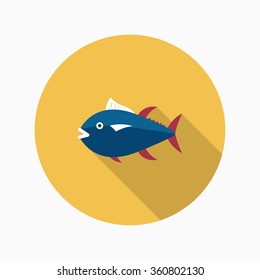 Tuna  flat  icon with long shadow,circle,eps10,interface,button