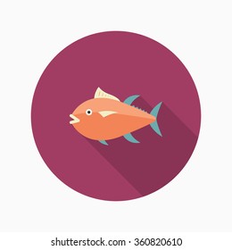 Tuna  flat  icon with long shadow,circle,eps10,interface,button