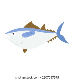 Thunfisch. Flache Illustration. Handgezeichnetes Grafikdesign auf weißem Hintergrund.