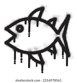 Tuna graffiti with black spray paint