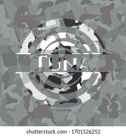emblema de camuflaje gris atún. Ilustración vectorial.
