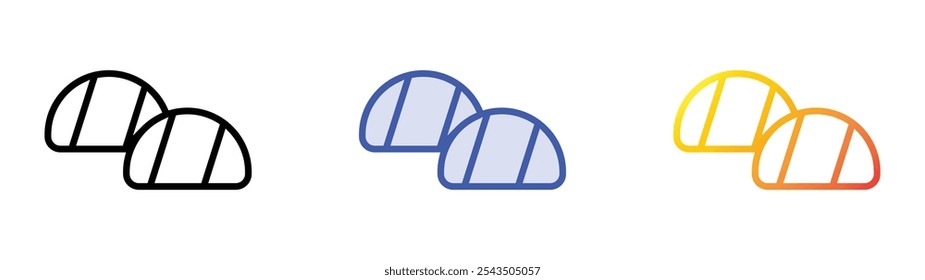 Thunfischsymbol. Lineares, blaues Füllungs- und Farbverlauf-Design einzeln auf weißem Hintergrund
