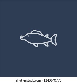 Tuna icon. Trendy flat vector line Tuna icon on dark blue background from animals  collection. 