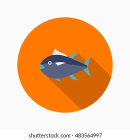 Tuna  icon, Vector flat long shadow design. EPS10